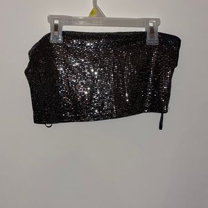 Silver glitter crop top